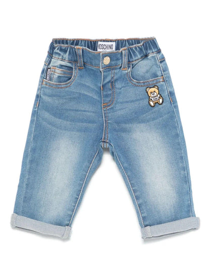 Moschino baby jeans with bear patch blue wash