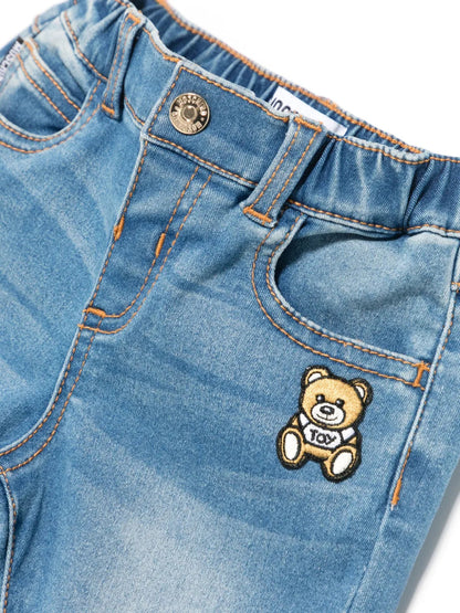 Moschino baby jeans with bear patch blue wash