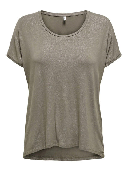 Only Lurex viscose short-sleeved t-shirt dove grey