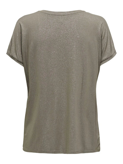 Only Lurex viscose short-sleeved t-shirt dove grey