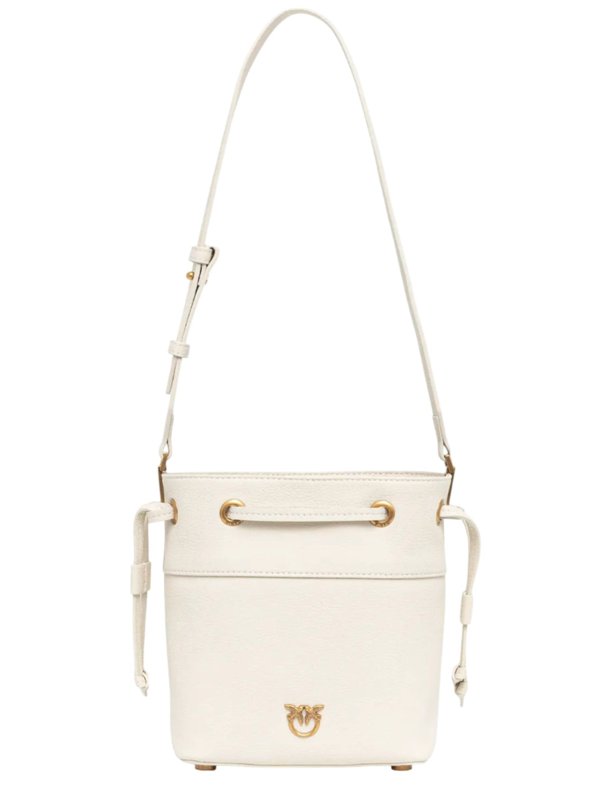 Pinko white hammered leather bucket bag