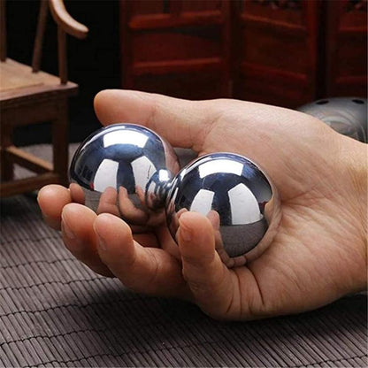 COPPIA 2 SFERE CINESI BAODING PALLE CROMATE ANTISTRESS ESERCIZI MANO E MASSAGGIO
