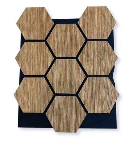 Pannello murale fonoassorbente esagonale effetto rovere 62,6x76,6 cm