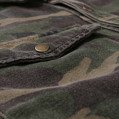 Camicia Uomo Slim Fit Stile Militare con Tasche Frontali