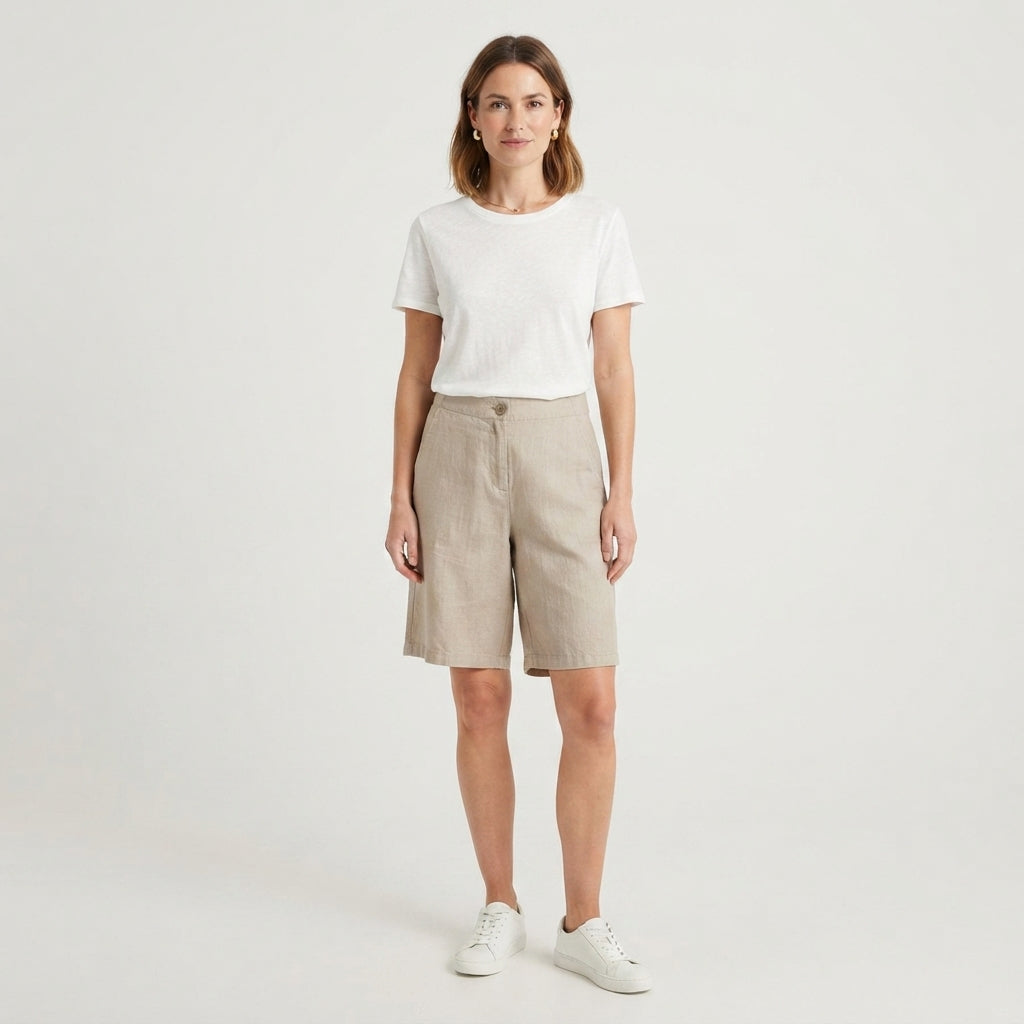 Censured pantaloncino da donna in misto lino-cotone BWC435TCOL6 132 tortora
