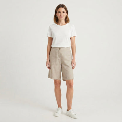 Censured pantaloncino da donna in misto lino-cotone BWC435TCOL6 132 tortora