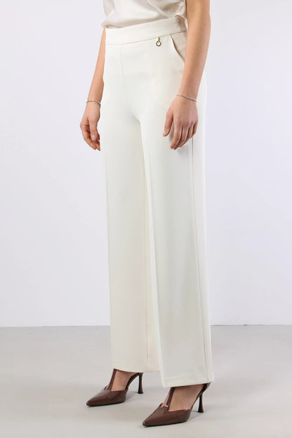 Relish Pantalone Palazzo Donna Vita Alta Avorio - LALIM RDP2607006025