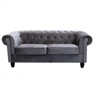 Chesterfield-Sofa aus blauem oder taupefarbenem Samt mit Kapitonierung