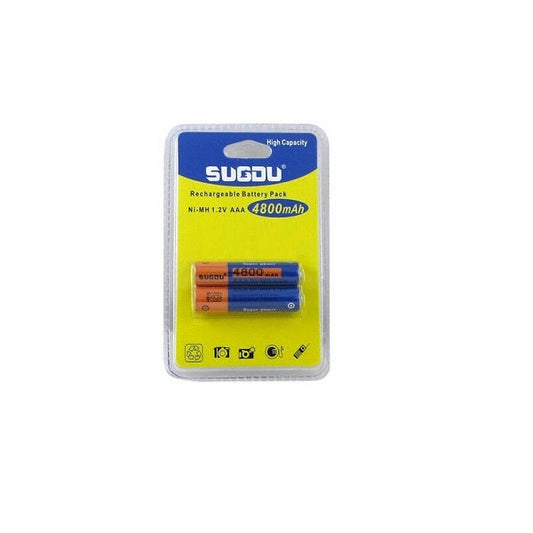 2 BATTERIE MINI STILO AAA RICARICABILI UNIVERSALI Ni-MH 1.2V 4800mAh 1 BLISTER
