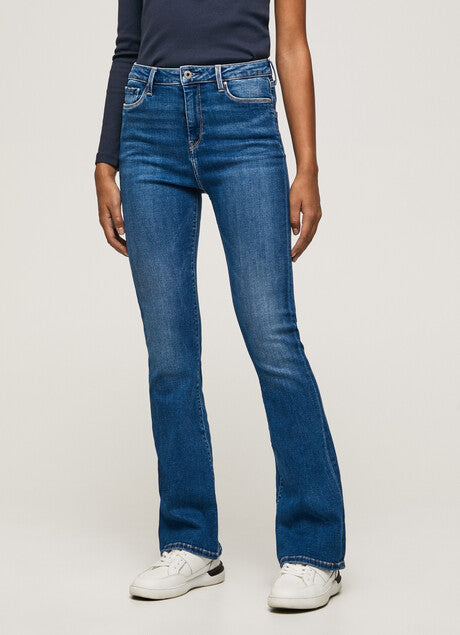 Pepe Jeans Pantalone Jeans da donna a vita alta e gamba larga PL204156CQ52 000 denim