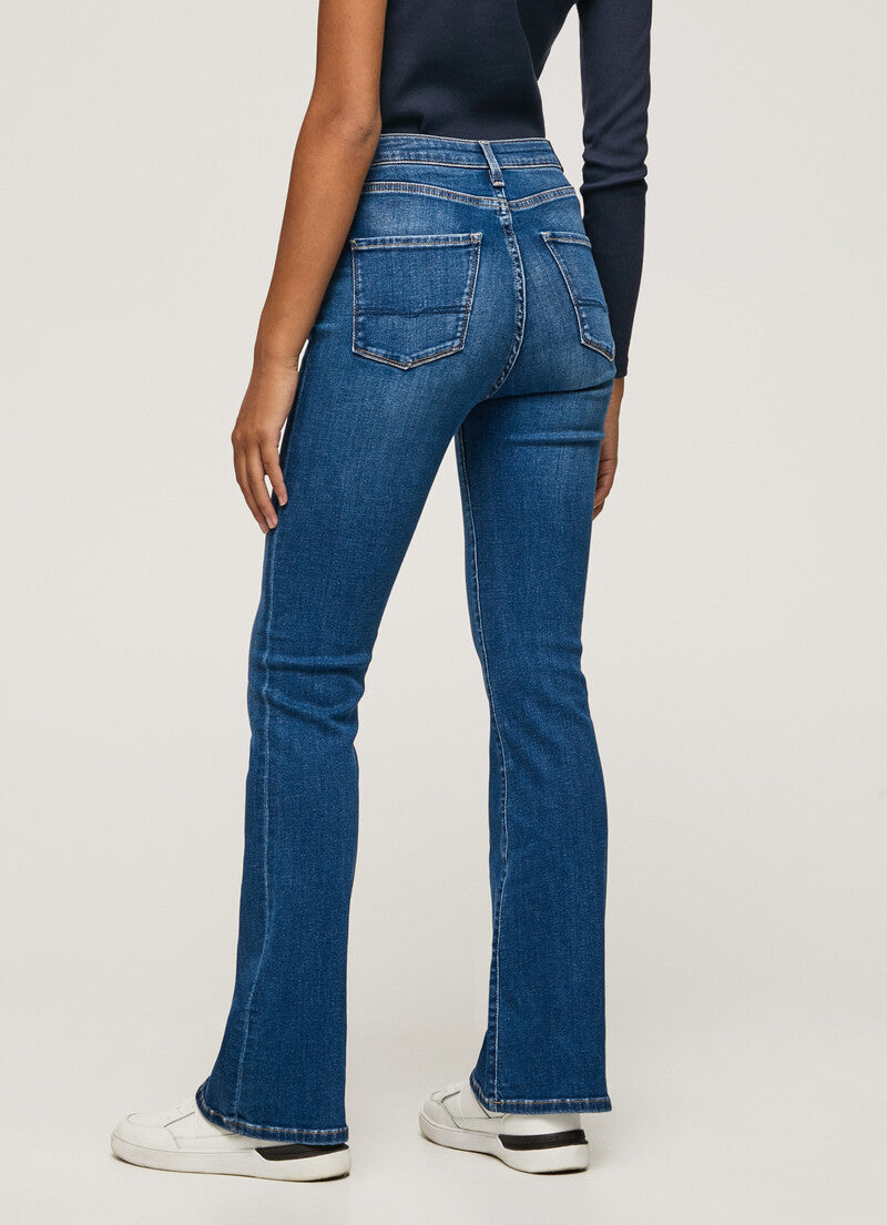 Pepe Jeans Pantalone Jeans da donna a vita alta e gamba larga PL204156CQ52 000 denim