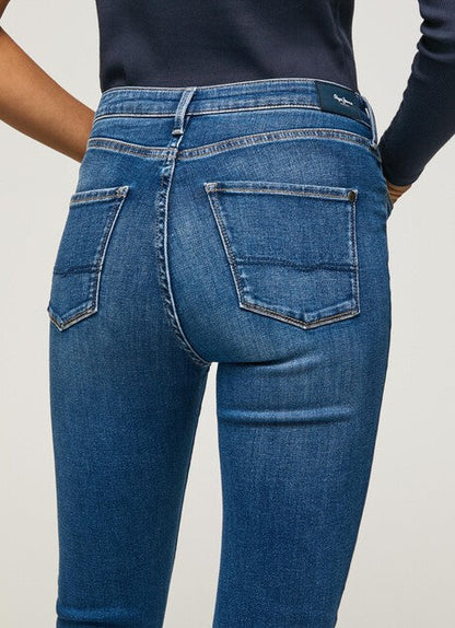 Pepe Jeans Pantalone Jeans da donna a vita alta e gamba larga PL204156CQ52 000 denim