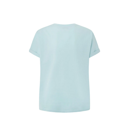 Pepe Jeans maglietta manica corta da donna con logo ricamato Liu PL505832 508 acqua