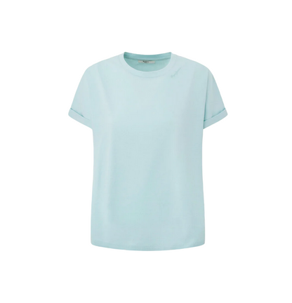 Pepe Jeans maglietta manica corta da donna con logo ricamato Liu PL505832 508 acqua
