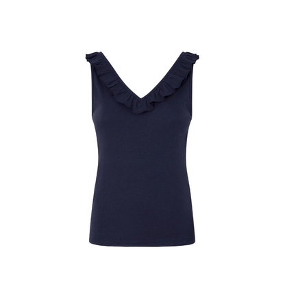 Pepe Jeans maglietta canotta con scollo a V a costine Leire PL505851 594 blu