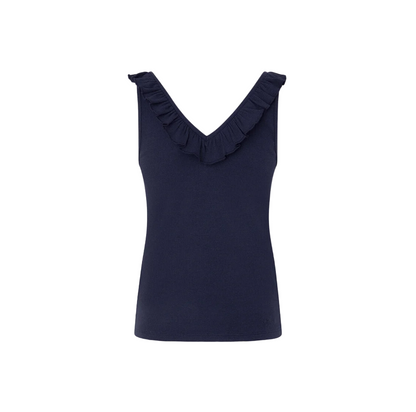 Pepe Jeans maglietta canotta con scollo a V a costine Leire PL505851 594 blu