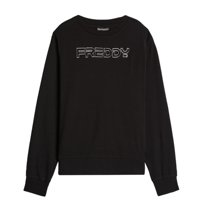 Freddy felpa girocollo da donna con stampa logo argentata Poppy N nero