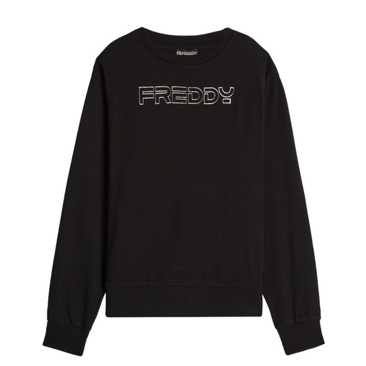 Freddy felpa girocollo da donna con stampa logo argentata Poppy N nero