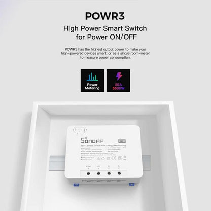 Sonoff Powr3 Interruttore Monitoraggio Energetico Wifi Smart Switch Alexa Google