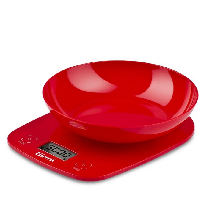 Girmi Elektronische Küchenwaage mit Schüssel PS01 1g/5kg Weiß Rot Grün