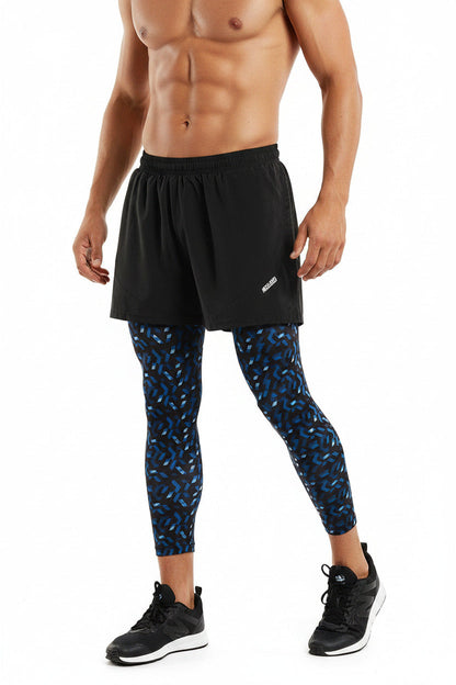 Pantaloncini Corsa Uomo 2 in 1 con Compressione e Fodera Lunga