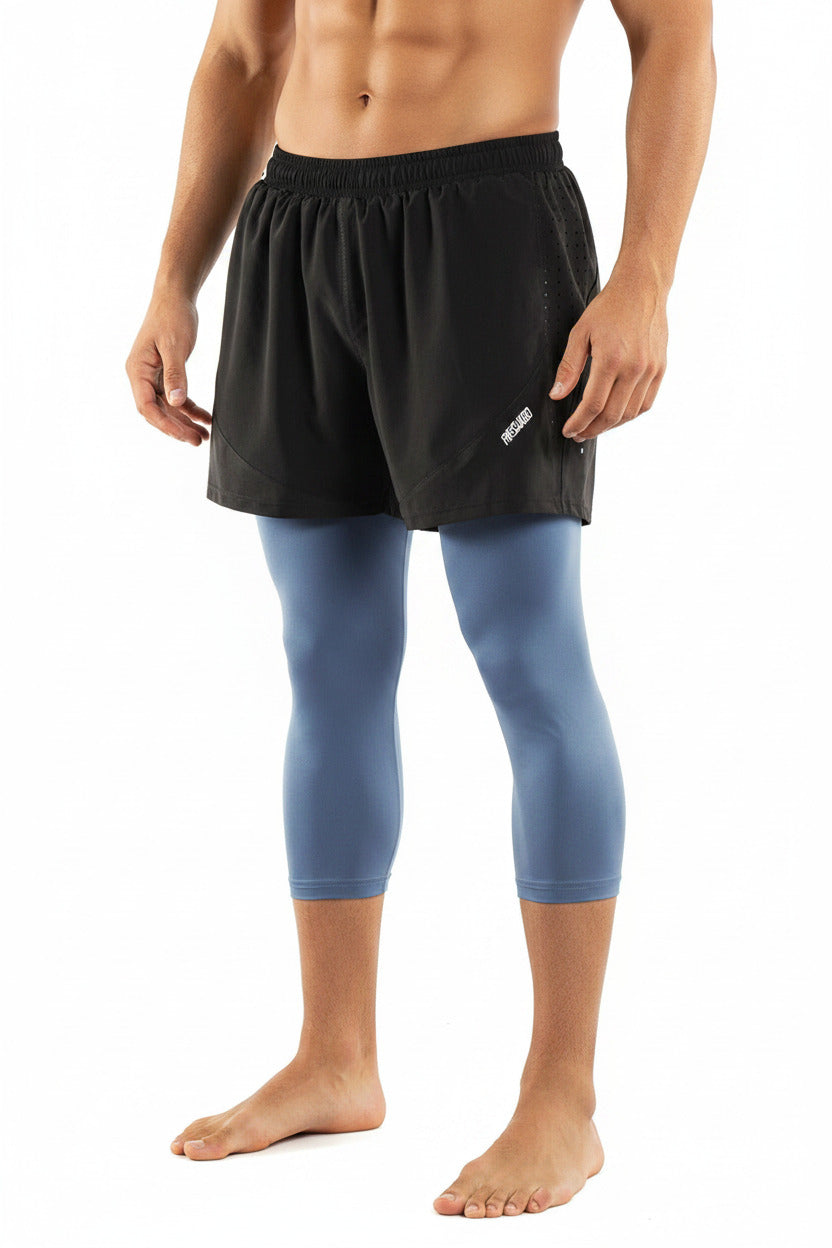 Pantaloncini Corsa Uomo 2 in 1 con Compressione e Fodera Lunga