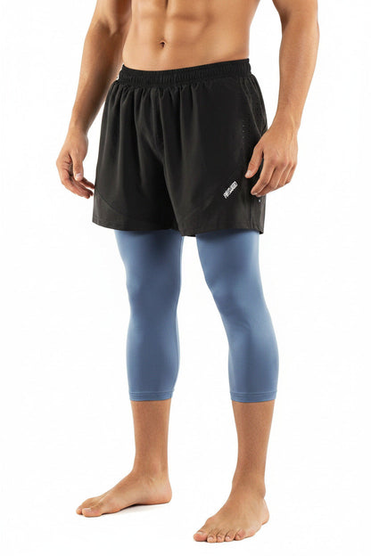 Pantaloncini Corsa Uomo 2 in 1 con Compressione e Fodera Lunga