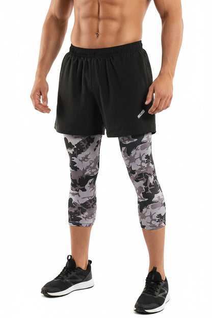 Pantaloncini Corsa Uomo 2 in 1 con Compressione e Fodera Lunga