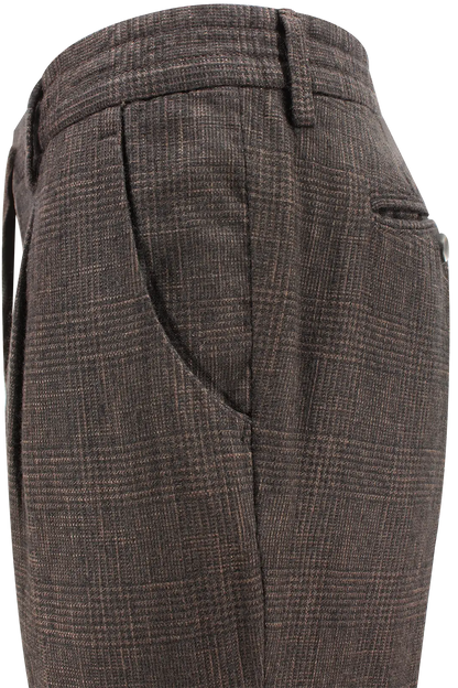 Pantalone con coulisse in tessuto principe di Galles moro