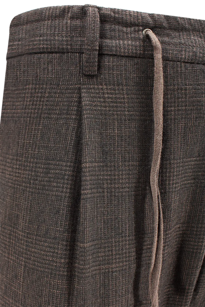 Pantalone con coulisse in tessuto principe di Galles moro