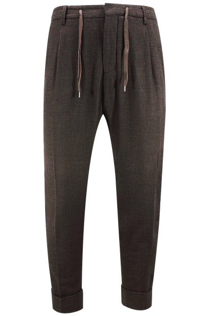 Pantalone con coulisse in tessuto principe di Galles moro