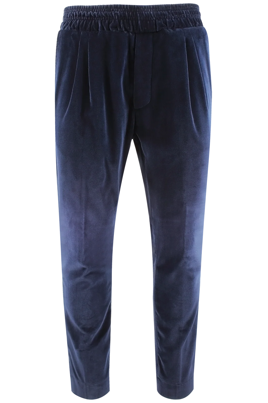 Pantalone con elastico in velluto liscio blu