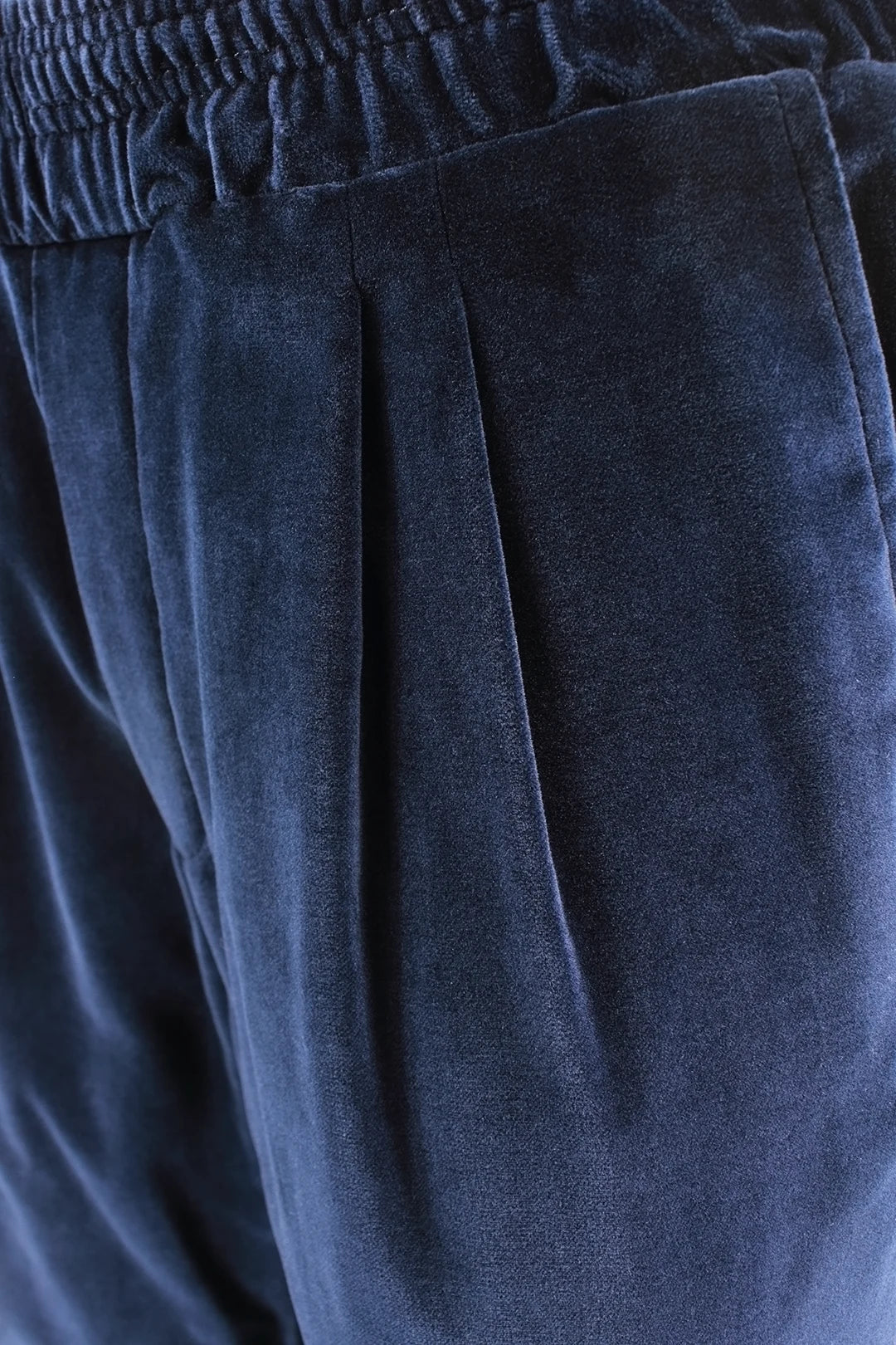 Pantalone con elastico in velluto liscio blu