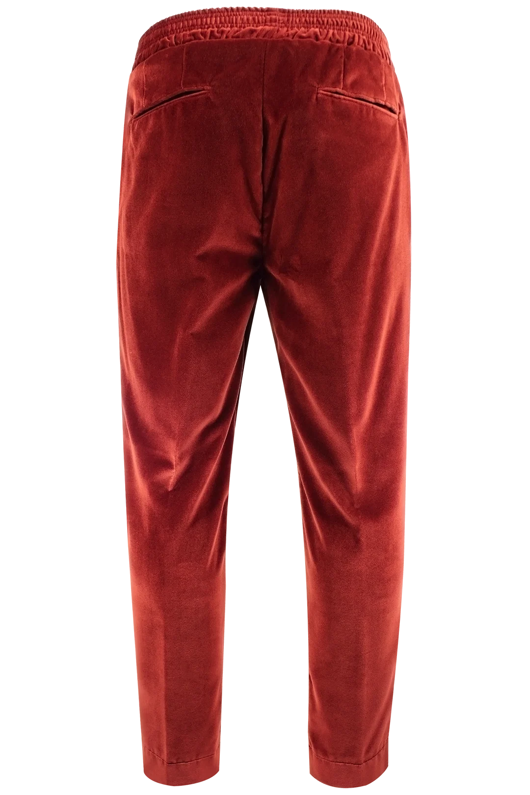 Pantalone con elastico in velluto liscio ruggine