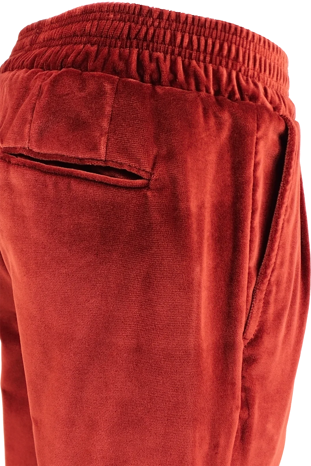 Pantalone con elastico in velluto liscio ruggine