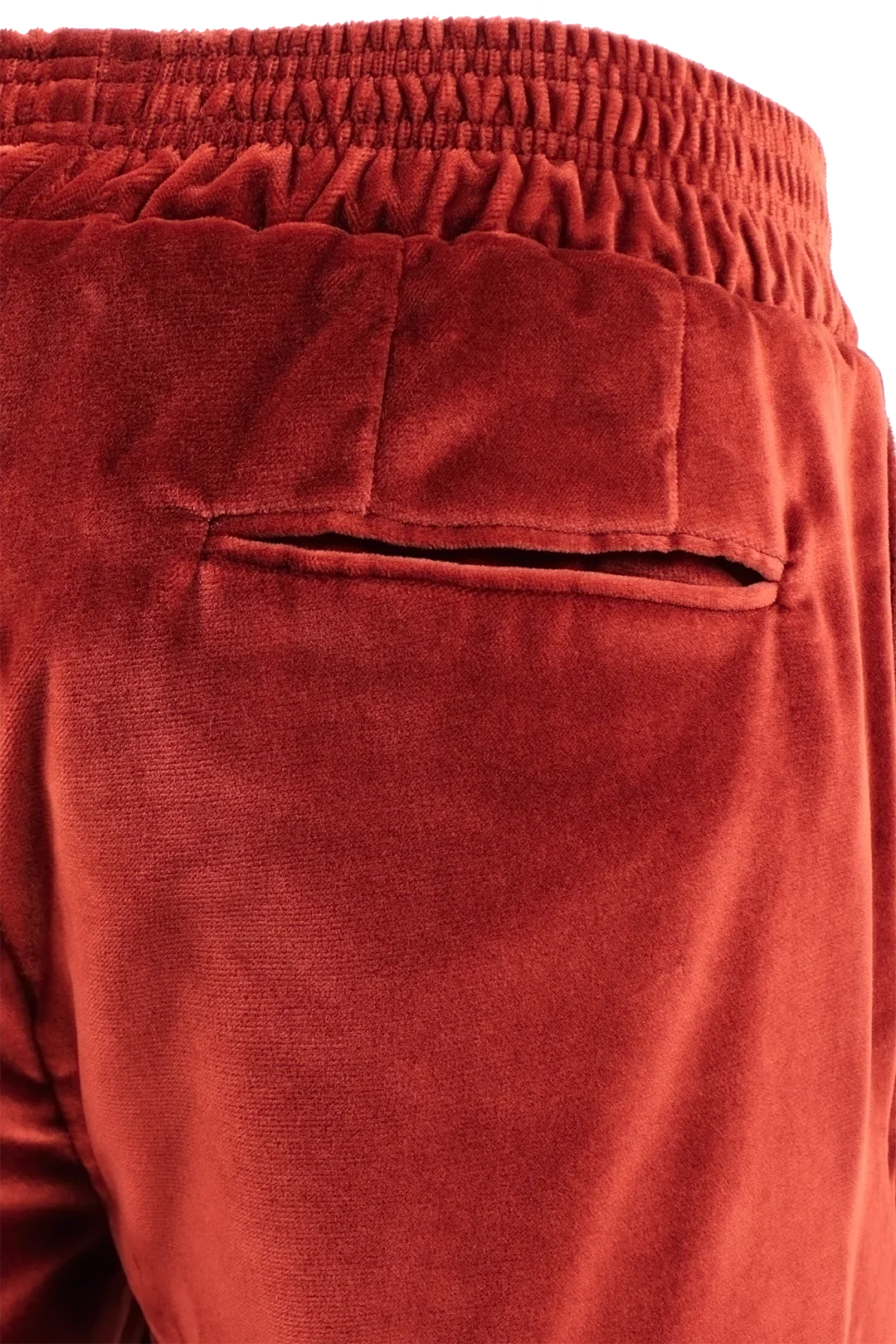 Pantalone con elastico in velluto liscio ruggine