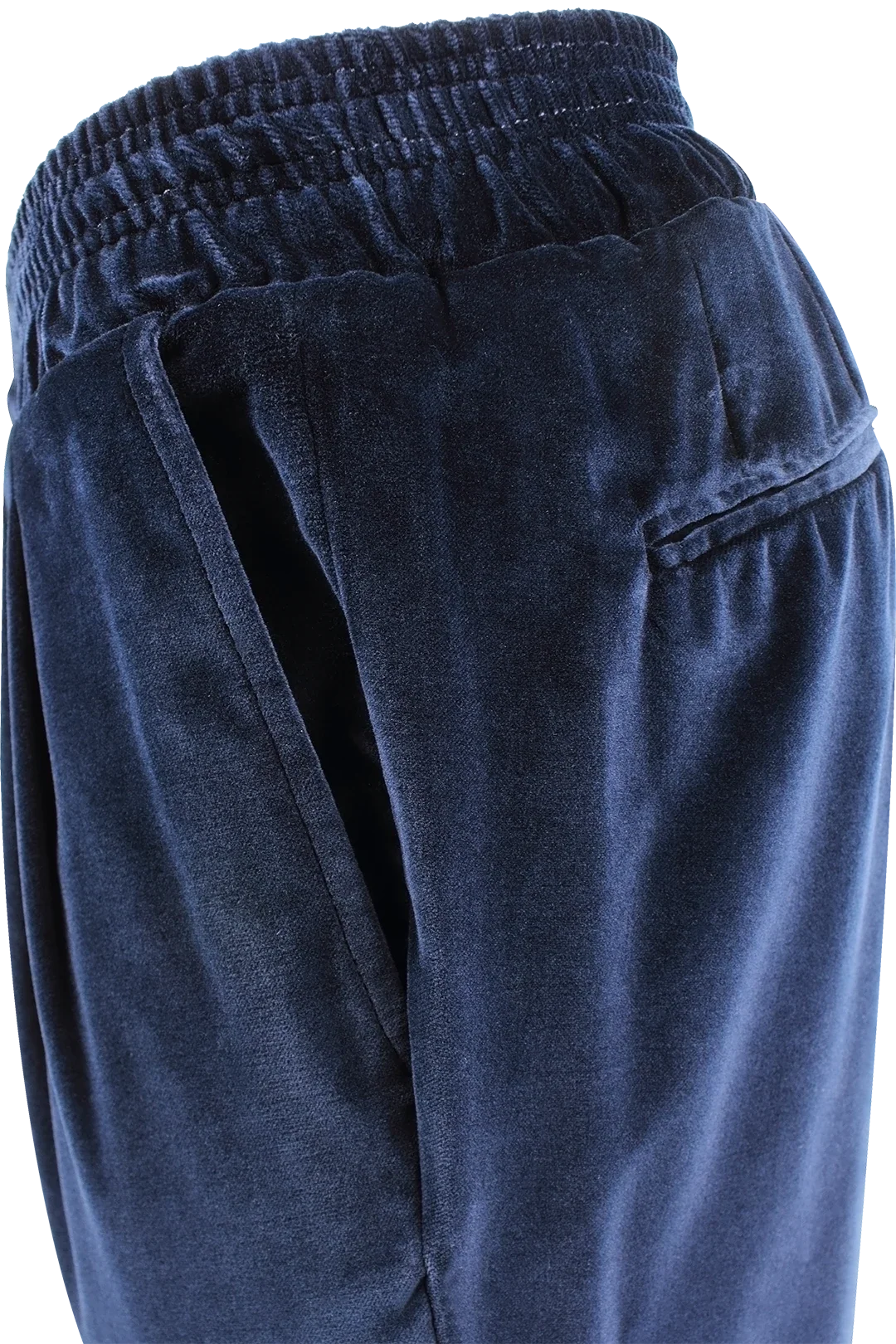 Pantalone con elastico in velluto liscio blu