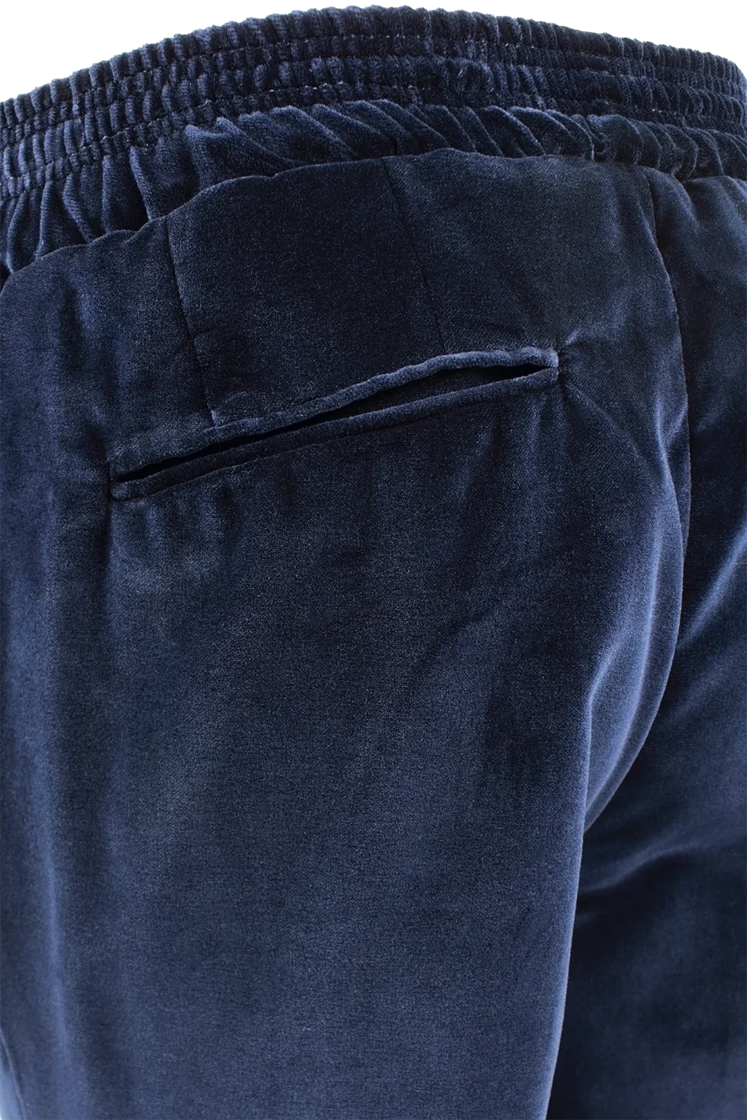 Pantalone con elastico in velluto liscio blu
