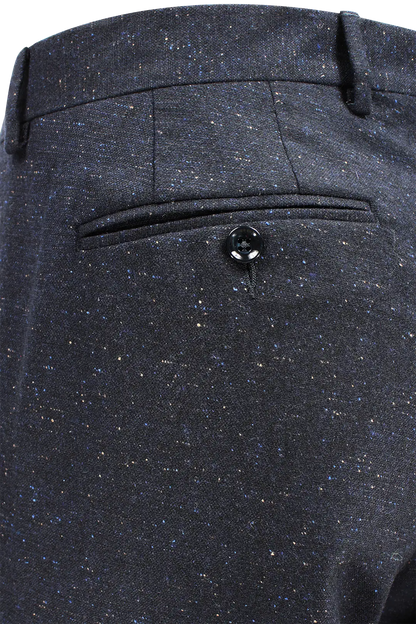 Pantalone slim in lana puntinata blu