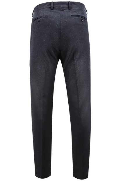 Pantalone slim in lana puntinata blu