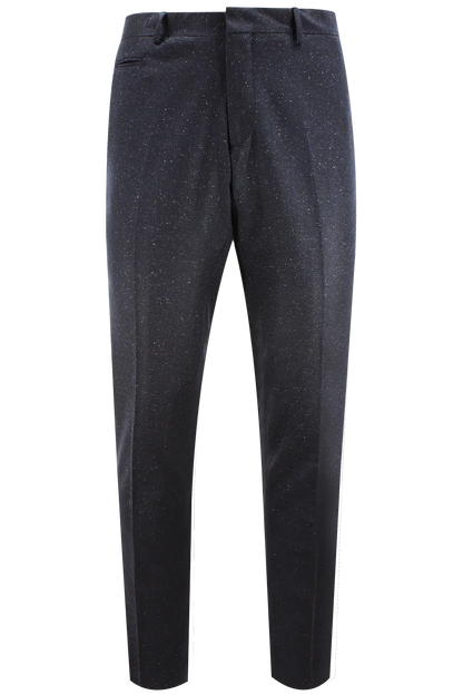Pantalone slim in lana puntinata blu
