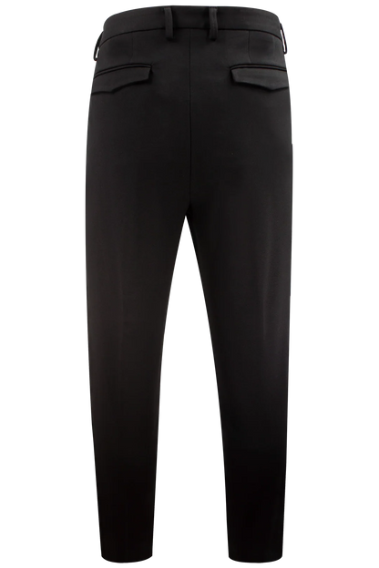 Pantalone con pince incrociata in jersey nero