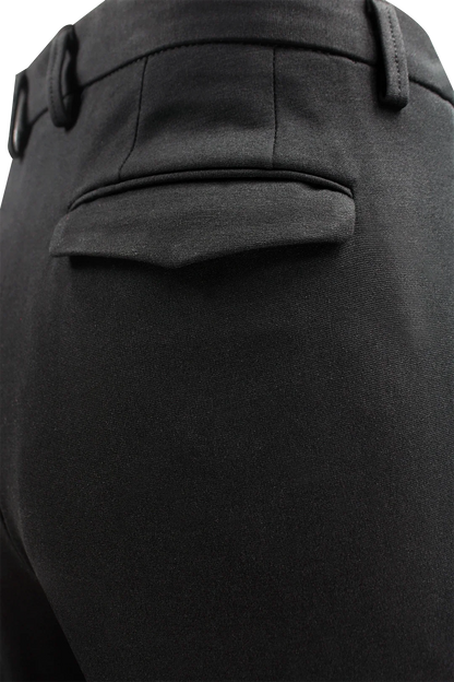 Pantalone con pince incrociata in jersey nero