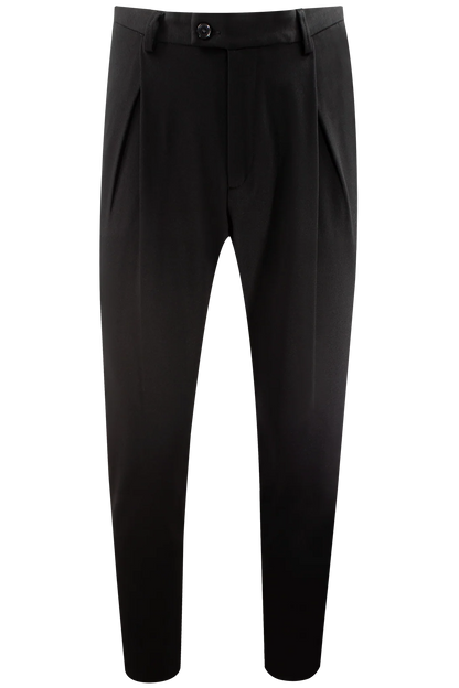 Pantalone con pince incrociata in jersey nero
