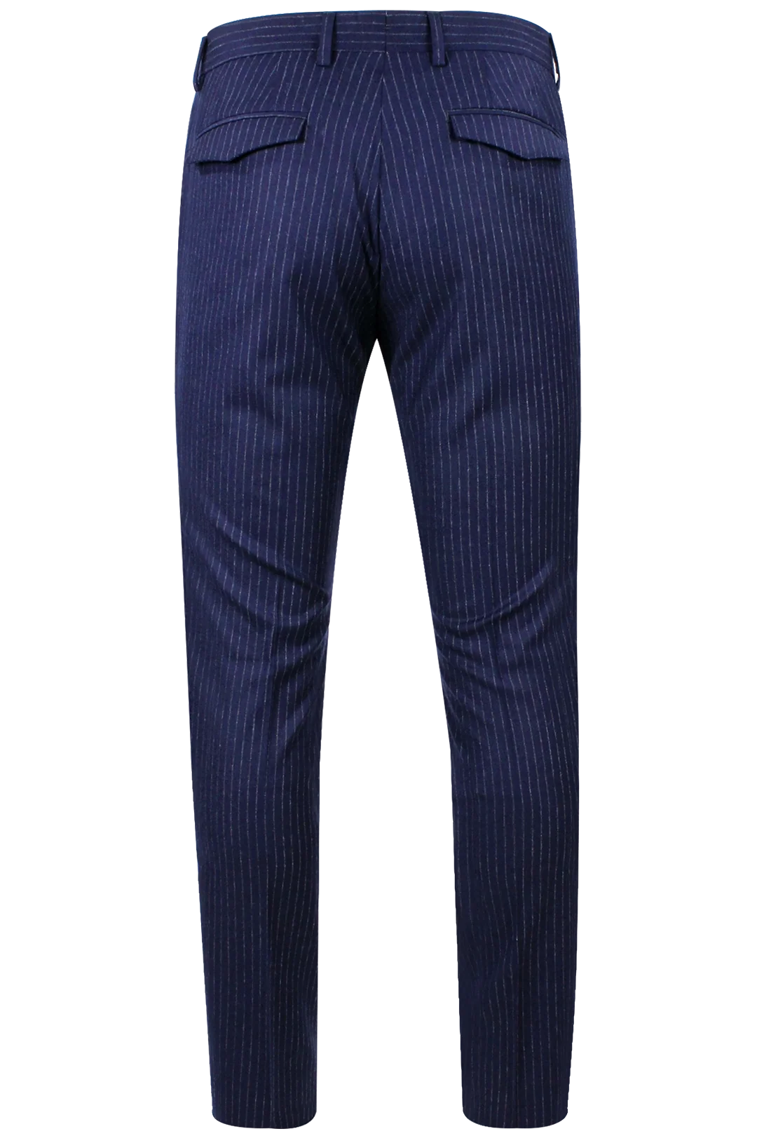 Pantalone slim con pince in lana bluette gessata