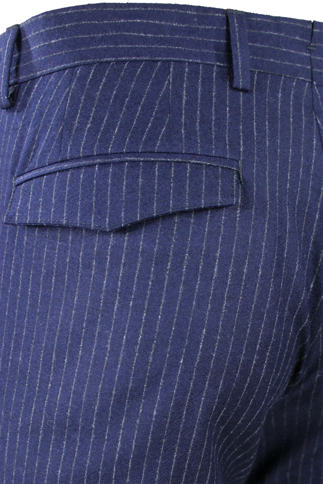 Pantalone slim con pince in lana bluette gessata