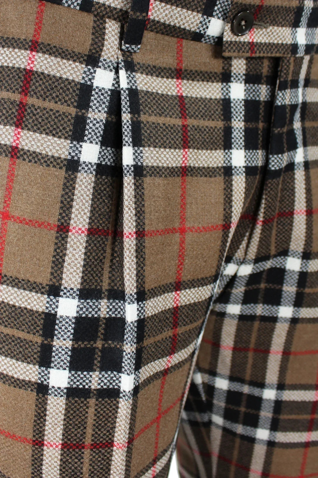 Pantalone con pince in lana tartan