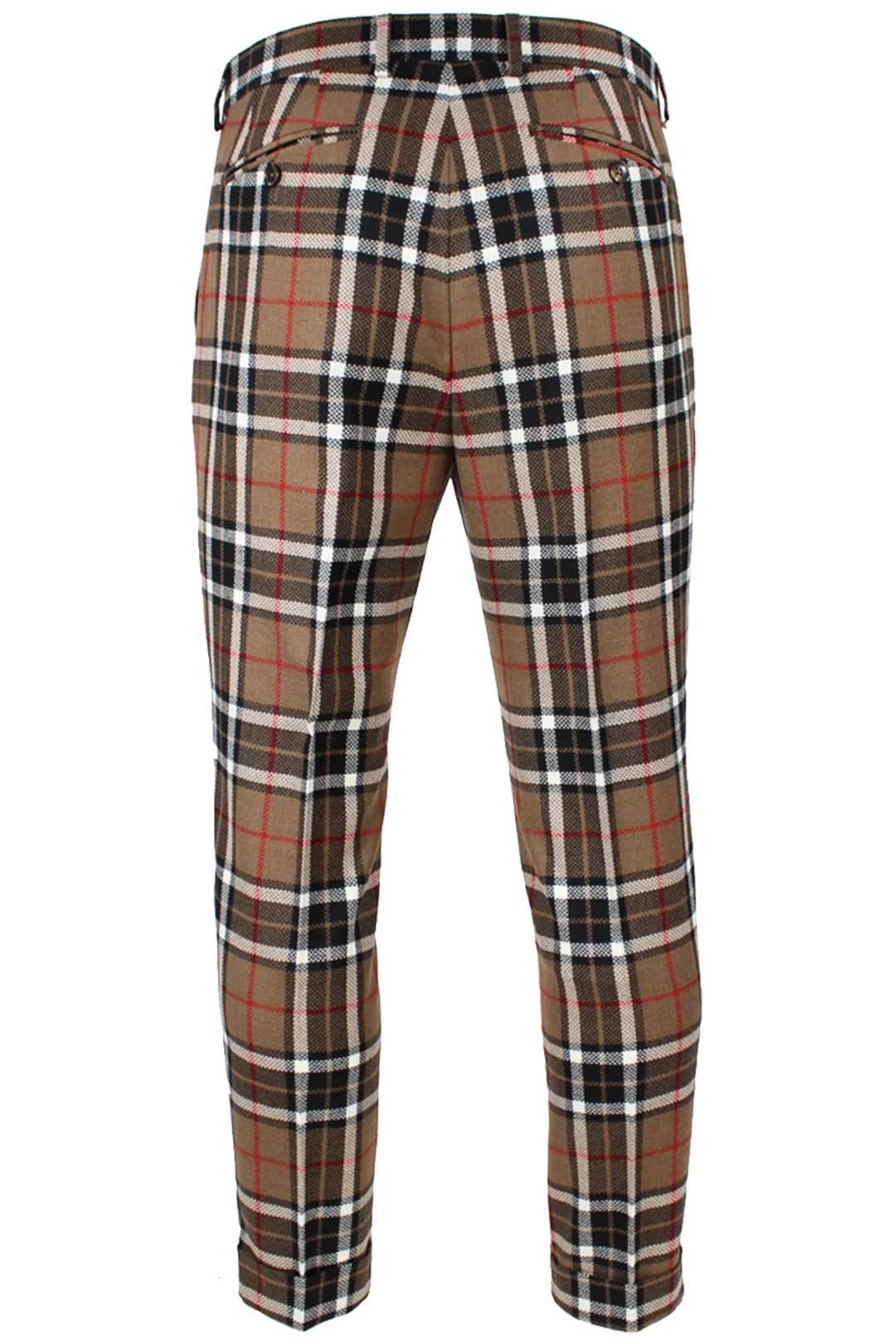 Pantalone con pince in lana tartan