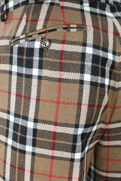 Pantalone con pince in lana tartan