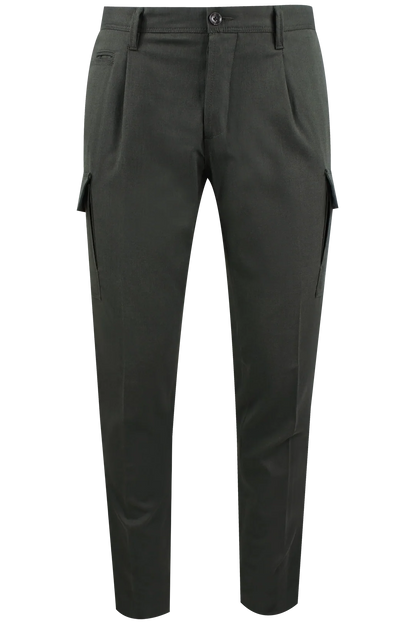 Pantalone cargo in lana e cotone verde